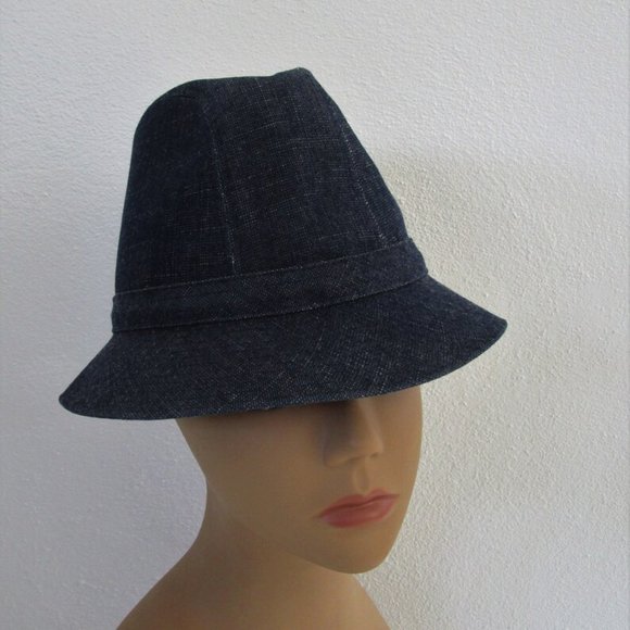Dark Blue Denim Bucket Trilby Unisex Hat Bendels Cotton London - Picture 2 of 9